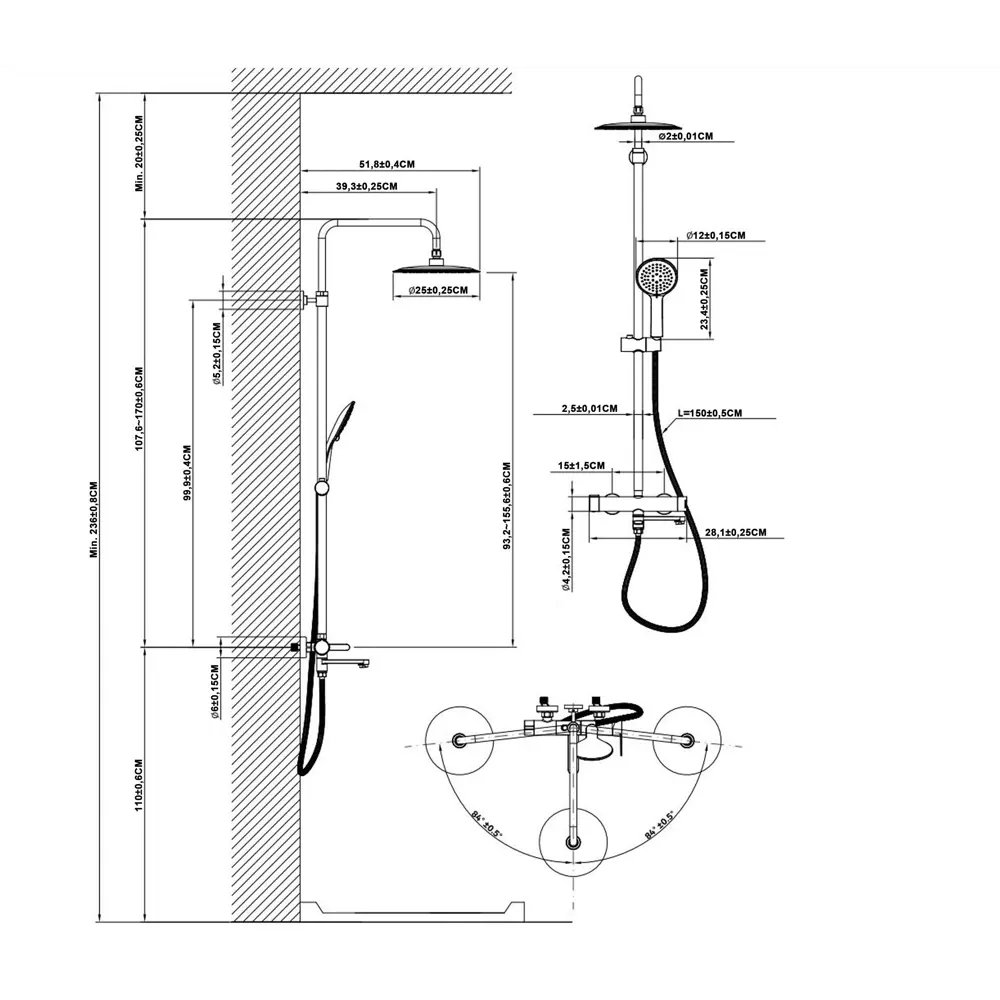 Душевая система KONSENSA Нарни SA3393PC со смесителем 3 режима цвет черный матовый STLM-2040164 - Вид №8