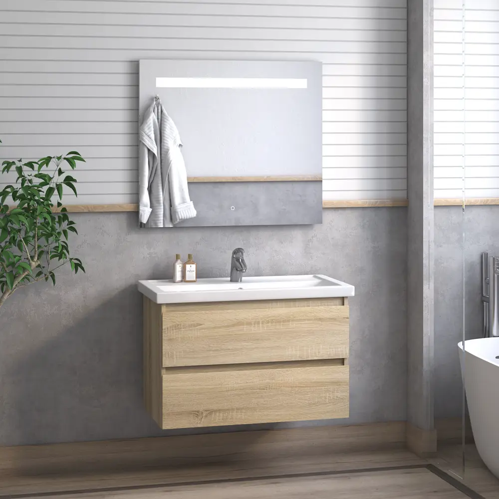 Тумба под раковину подвесная Matteo-2 80 см цвет сонома VIGO STLM-2011621 - Вид №4