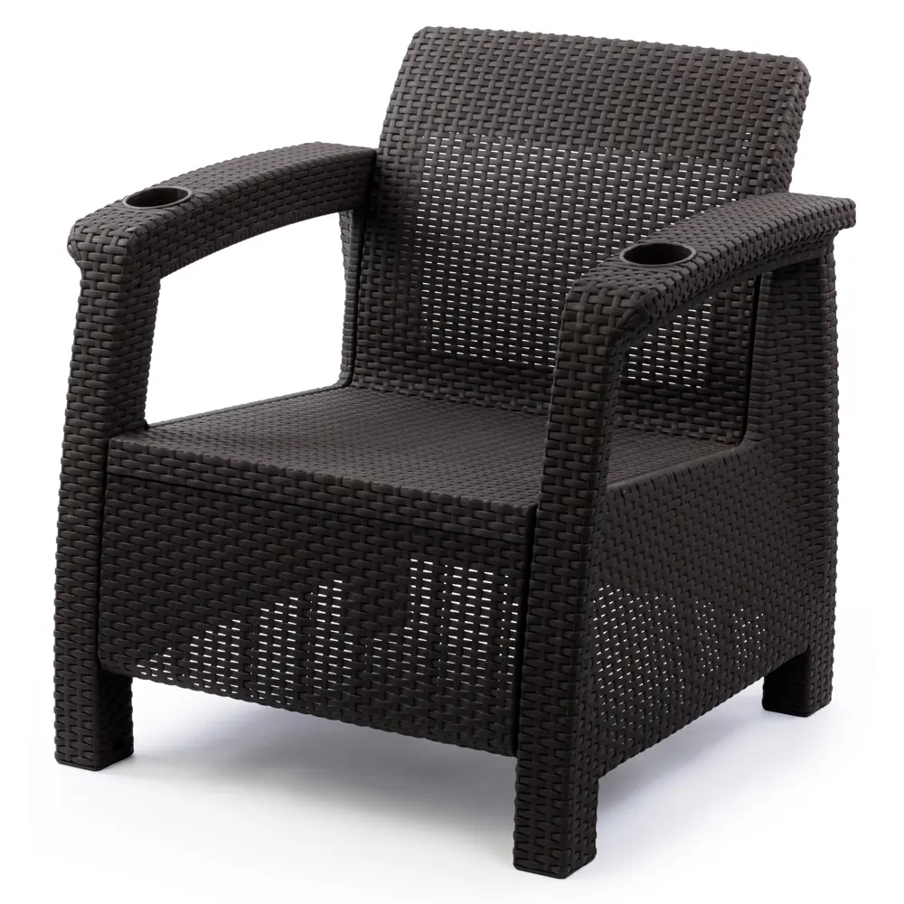 Кресло Ротанг-плюс 73x70x79 см полипропилен мокко Santreyd STLM-2173149