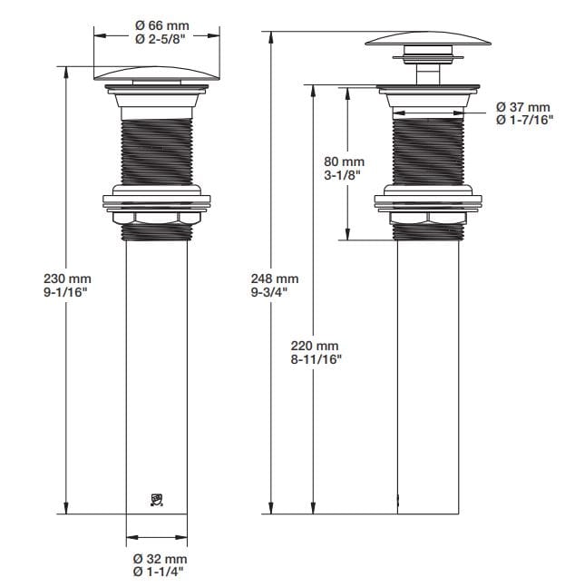Латунный слив для умывальника BARIL REN-8423-02 ARCH-00092597 - Вид №2