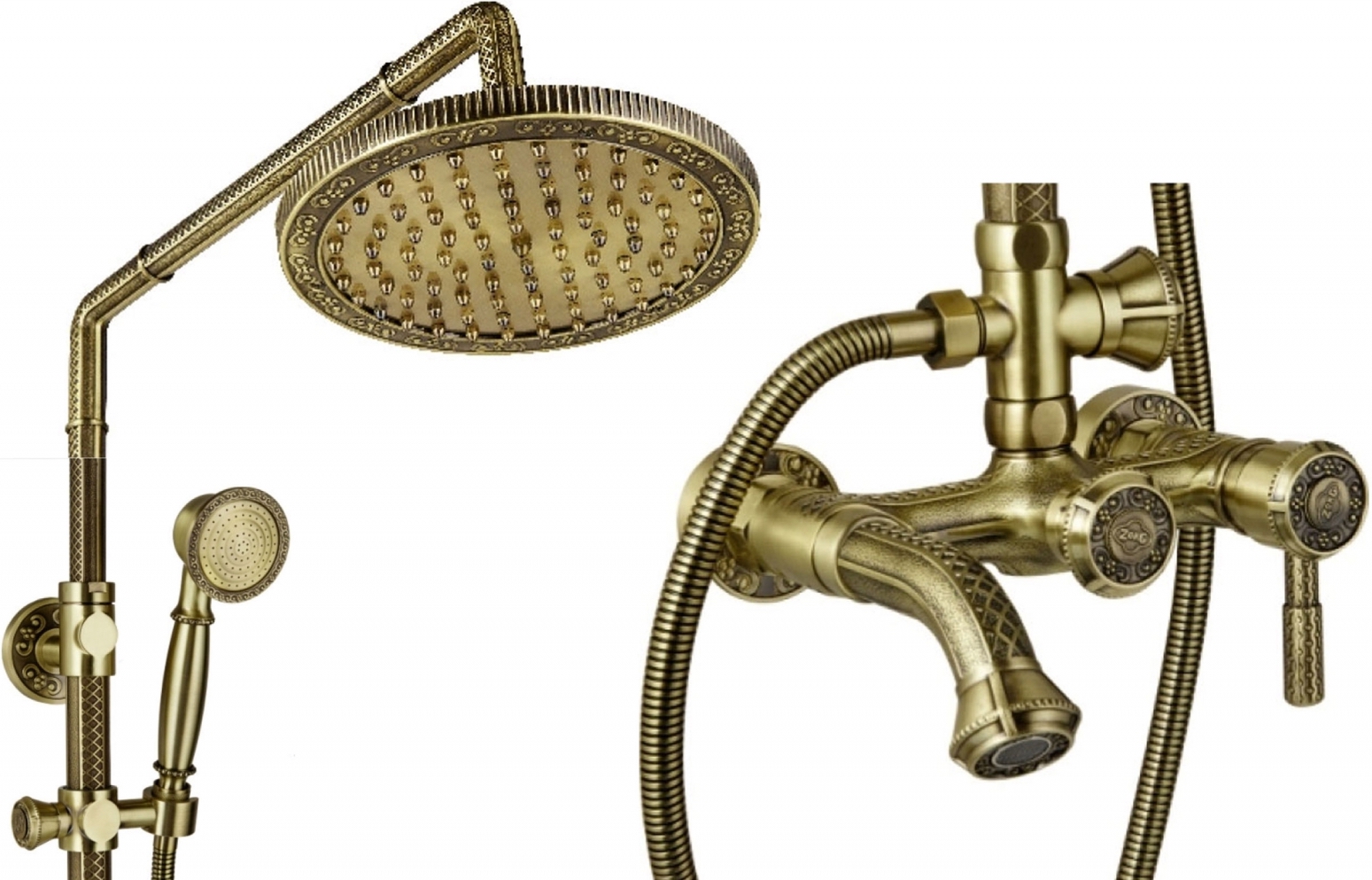 Душевая стойка ZorG Antic A 201DS-BR, бронза - Вид №1