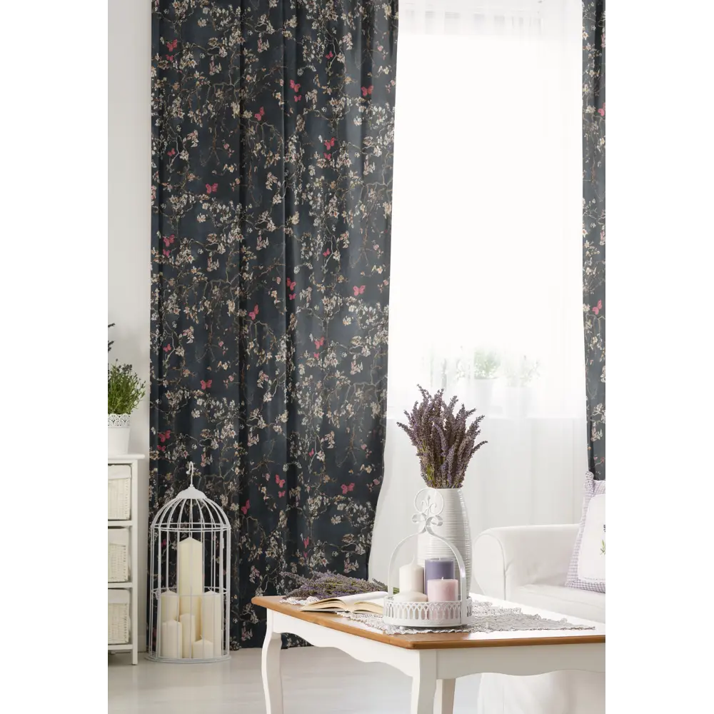 Штора на ленте «Ночной Сад» 150x260 см цвет чёрный SEASONS STLM-2174569 - Вид №5