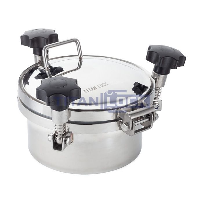 Люк круглый под давление нержавеющий DN200, пласт.ручки, TLTK200SHP TITAN LOCK 