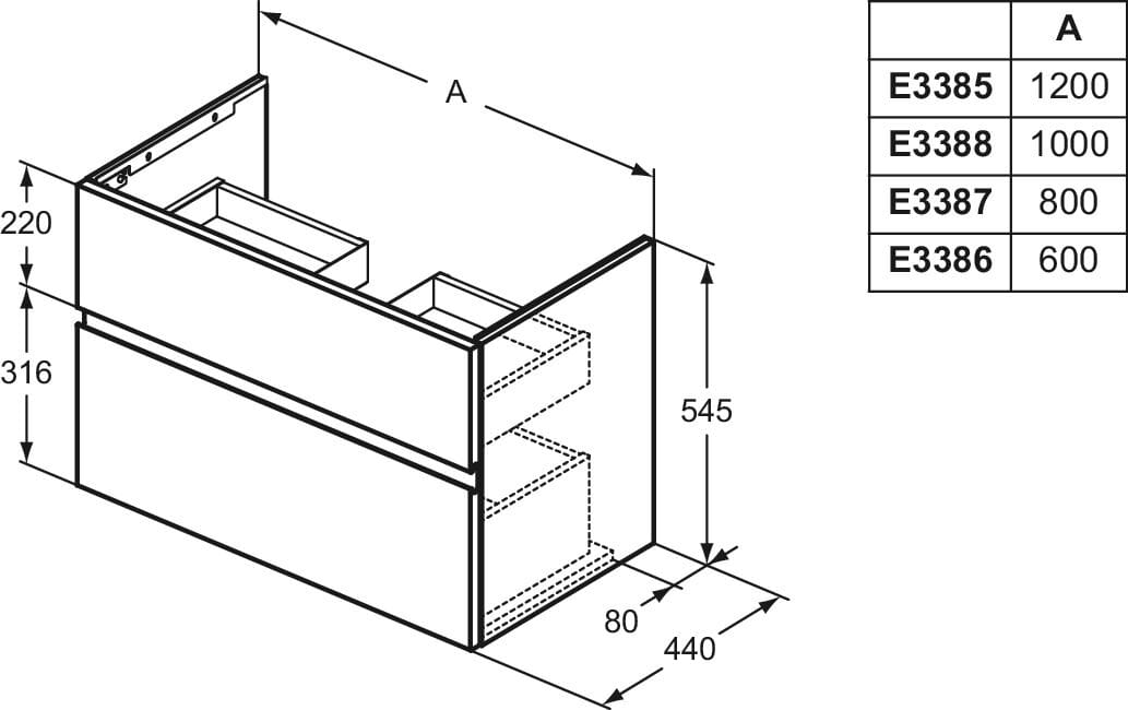 Деревянный подвесной умывальник с ящиками Ideal Standard Finesse ARCH-00093790 - Вид №49