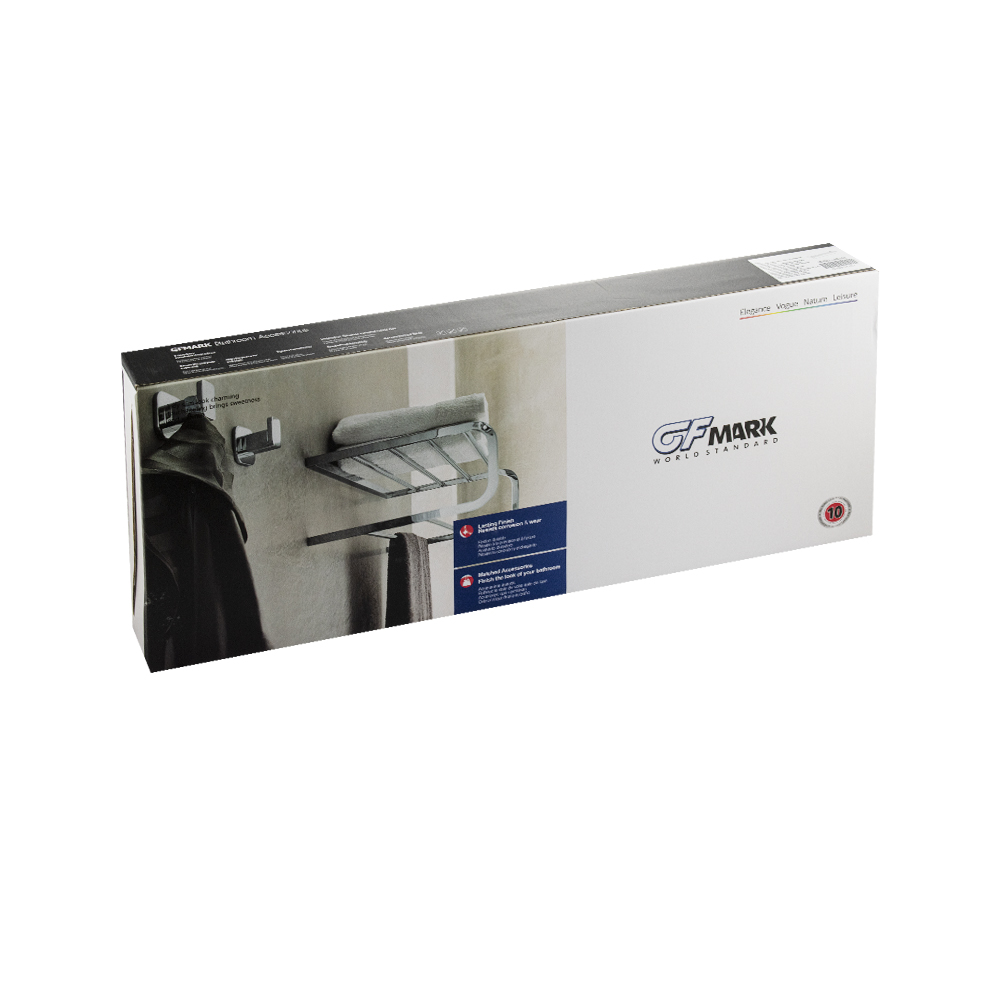 GFmark - Полка для полотенца с опорой, большая, из нержавеющей стали, код: 80142  - Вид №1