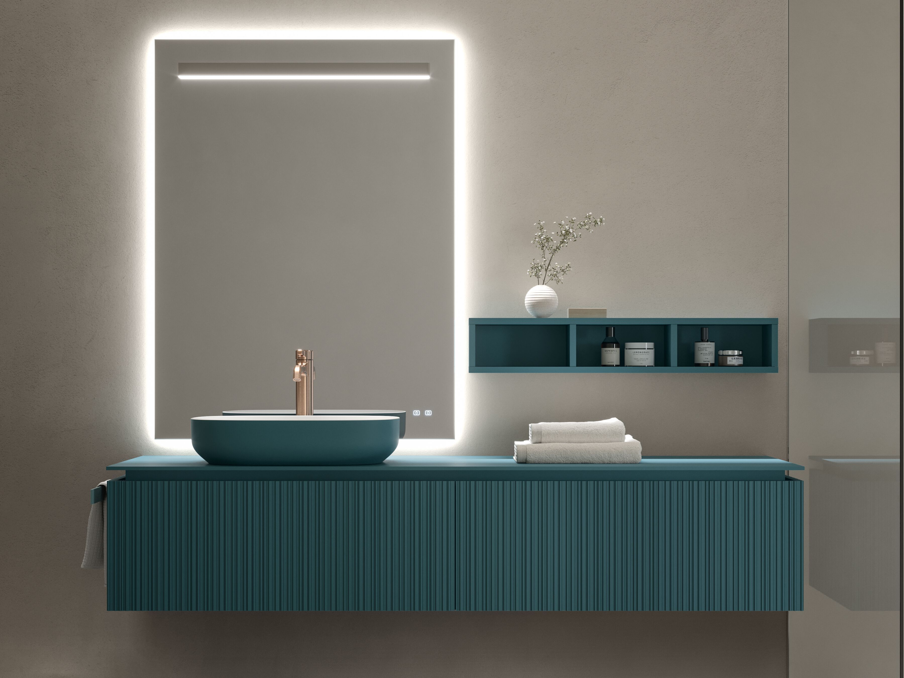 Подвесной шкаф из дуба с одной раковиной и держателем для полотенец Ideagroup ViaCondotti ARCH-00027638