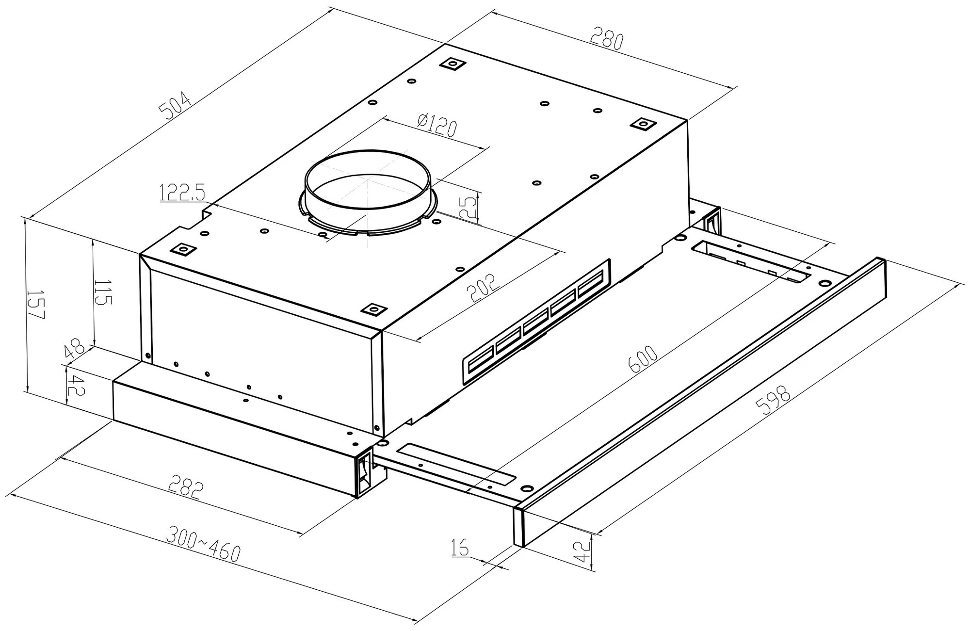 9168706 Вытяжка телескопическая Meferi SLIDEBOX60BK LIGHT черный/черный STDN-0020483 - Вид №11