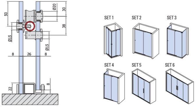 Metalglas Bonomi Комплект для душевой кабины из нержавеющей стали  Bx-01  - Вид №1