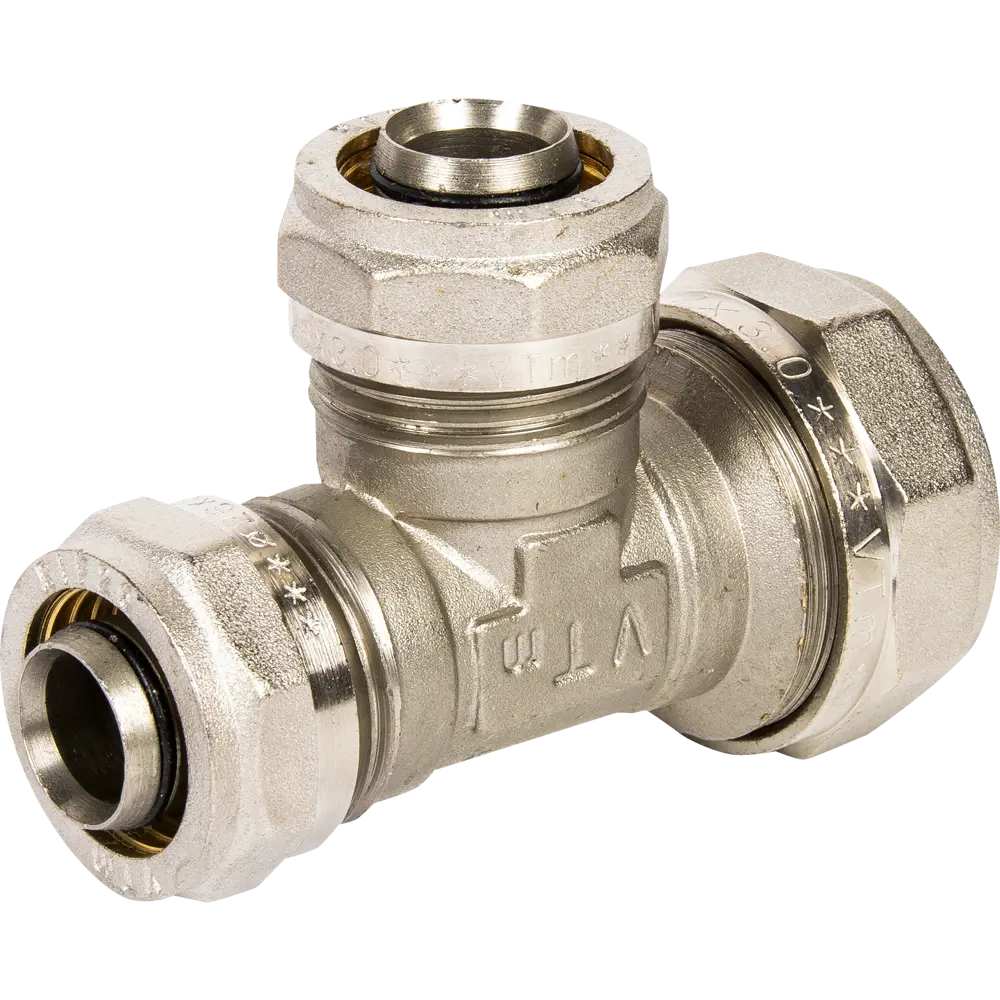 Тройник переходной Valtec 32x26x26 мм никелированная латунь VTM.331 STLM-2202739