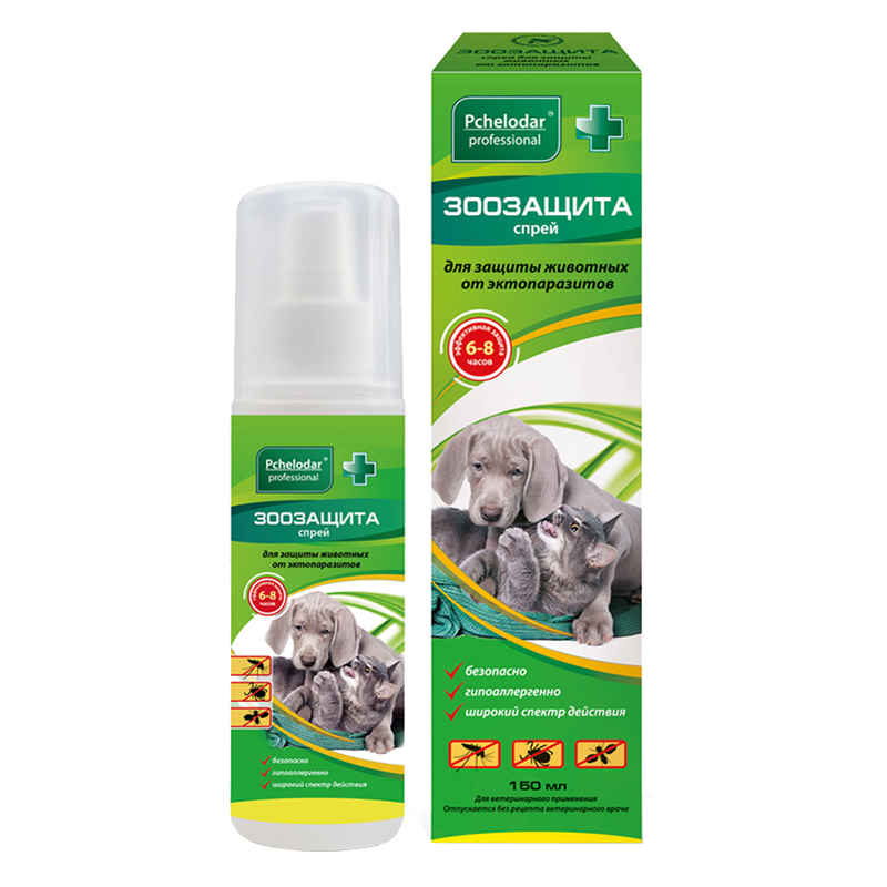 ПР0045542 Спрей ЗооЗащита для животных от комаров, мошек и клещей 150мл ПЧЕЛОДАР 