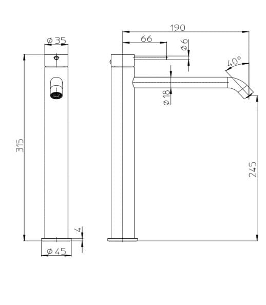 Высокий смеситель для раковины из нержавеющей стали Bossini NOBU-Inox AISI 316L ARCH-00054869 - Вид №2