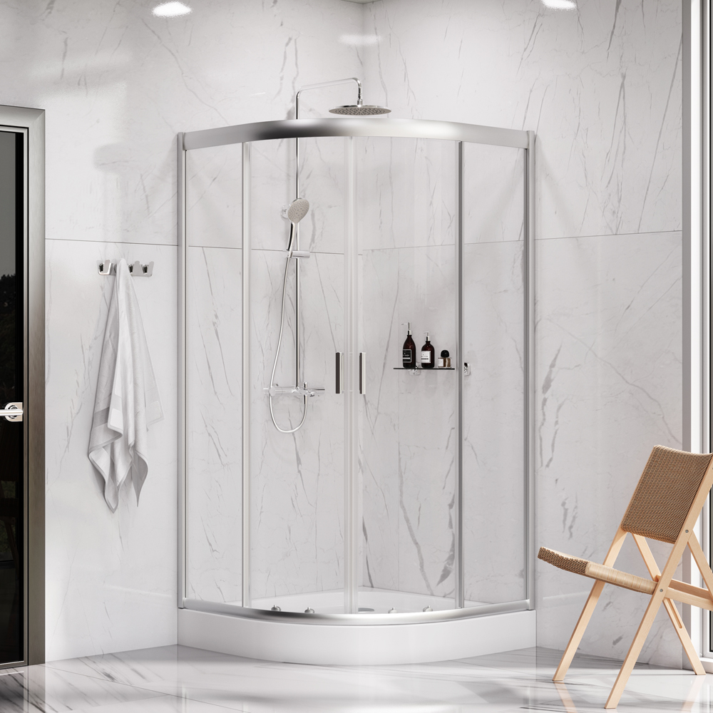 W90G-401-100WT душевое ограждение 100х100 стекло прозрачное профиль матовое серебобез поддона AM.PM Gem
