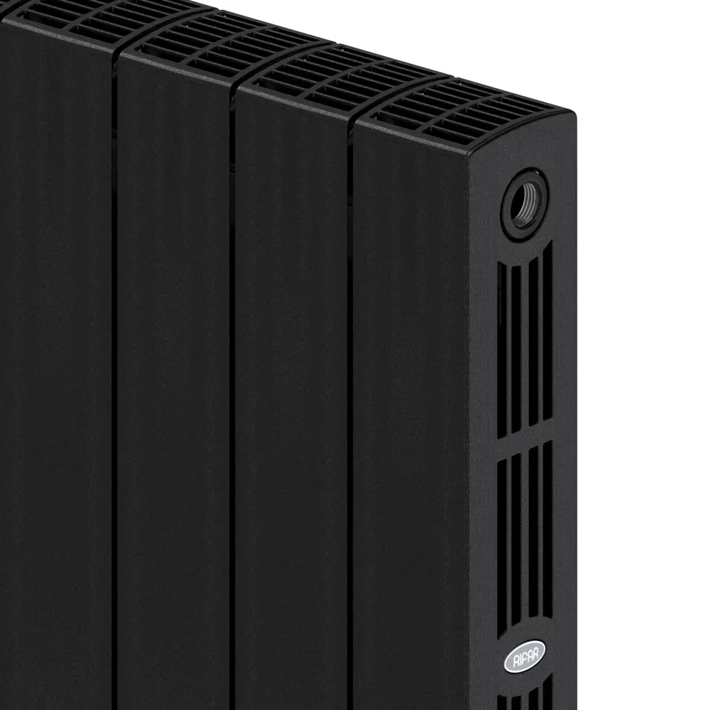 Радиатор секционный Rifar Supremo S50010RAL9005 500/90 10 секций боковое подключение биметалл черный STLM-2024053 - Вид №3