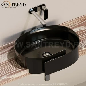 RL56S.9017 Полувстраиваемая раковина консольная 50 см черная Flaminia Roll