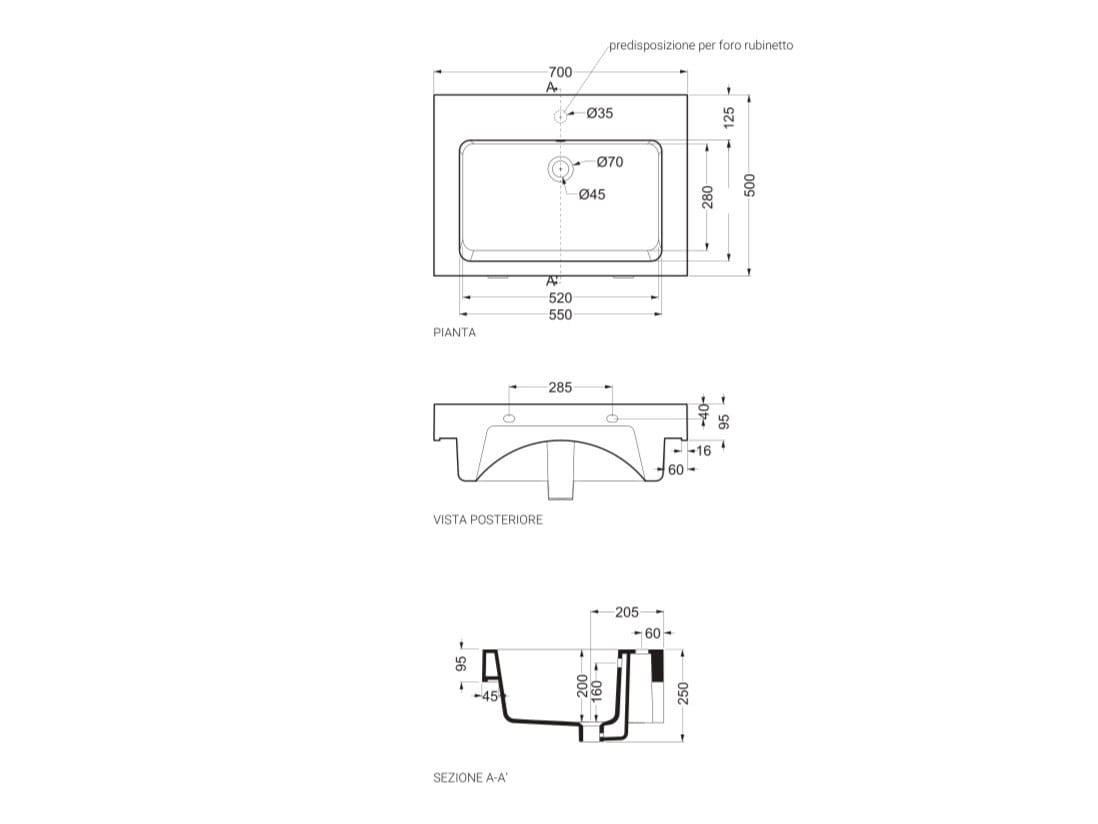 Прямоугольная керамическая раковина с переливом COLAVENE Alaqua ARCH-00153224 - Вид №18
