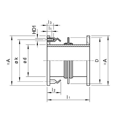 SANIT 392420400 оцинкованные стенки втулки PVC-U, прямой односторонний фланец / фольга соединительной пластины, стальной дюбель втулка  - Вид №1