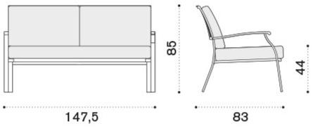 Ethimo 2-местный садовый диван из оцинкованной стали Elisir sun-id-1389235 - Вид №5