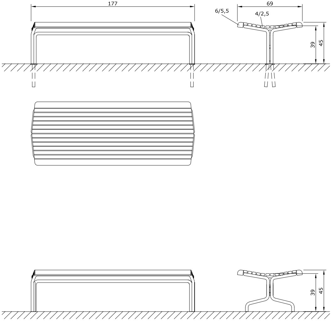 Euroform W Деревянная скамейка без спинки Contour 324,326,322,323,325 - Вид №3