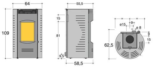 CAMINETTI MONTEGRAPPA Настенная стальная дровяная печь Ronde sun-id-1403228 - Вид №1