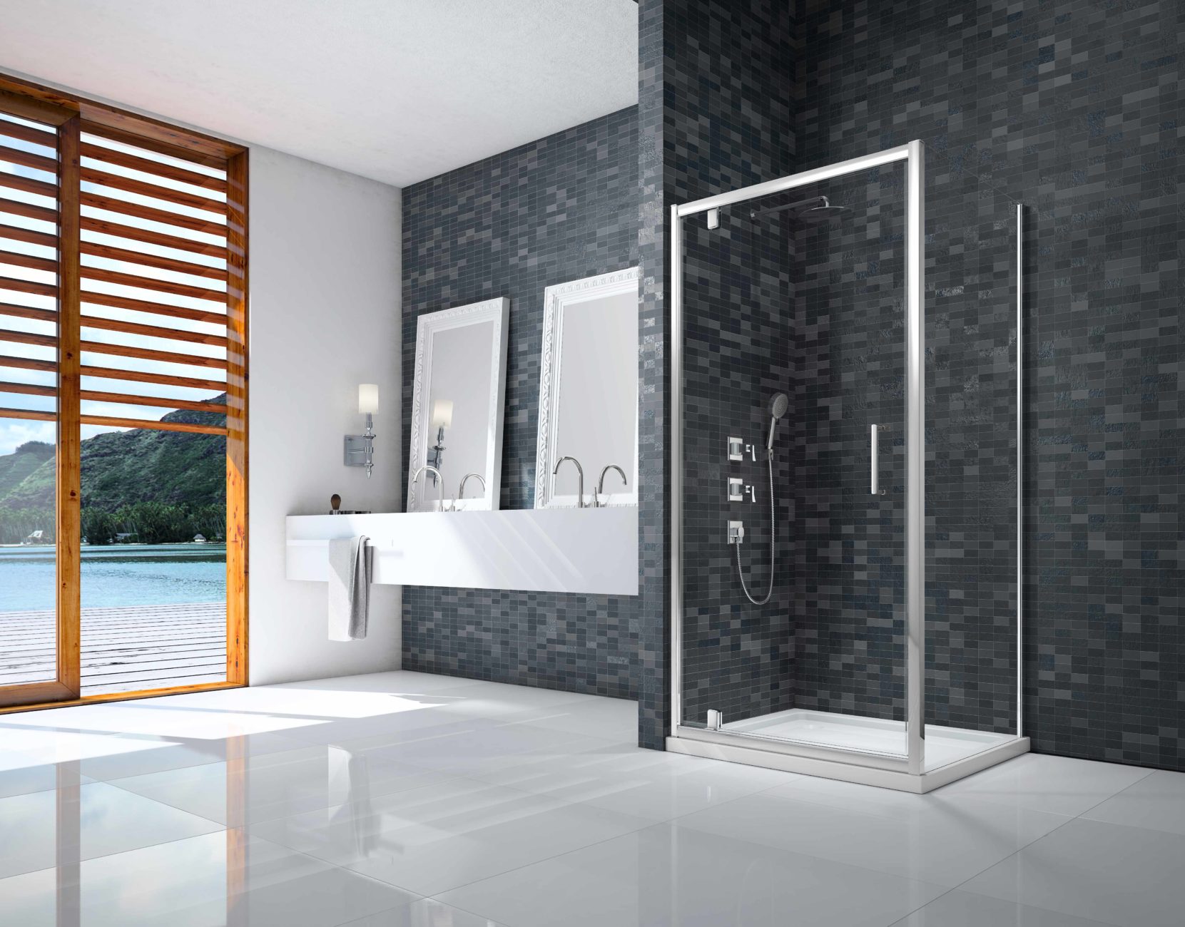 Дверь в нишу DWH07B0 Merlyn Ionic Хромированный  - Вид №1