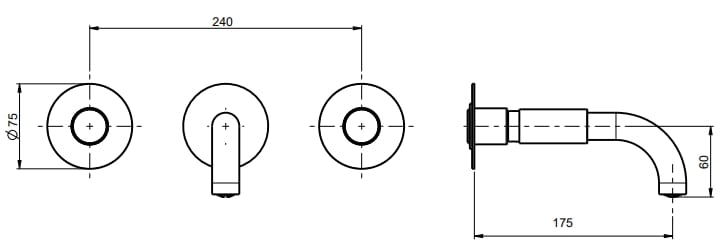 Настенный смеситель для раковины с 3 отверстиями без слива Rubinetterie Frattini Pepe XL ARCH-00037632 - Вид №8