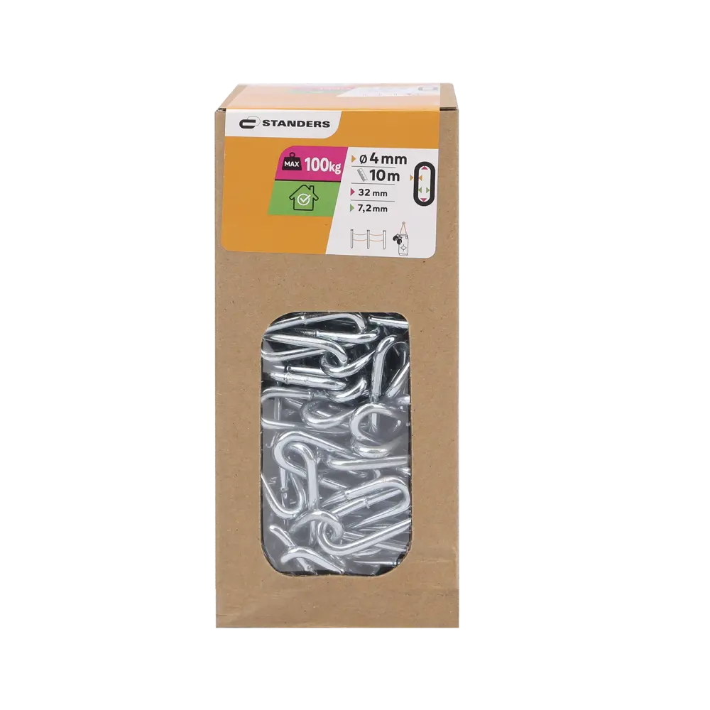 Цепь Standers оцинкованная сталь длинное звено 4 мм 10 м/уп STLM-2146289 - Вид №3