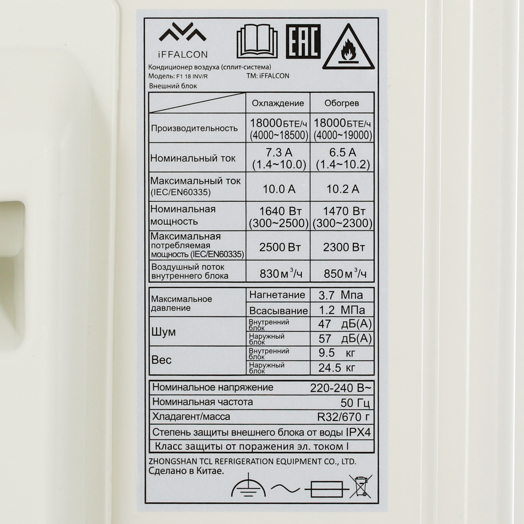 5499588 Кондиционер настенный сплит-система iFFALCON F1 18 INV/R белый STDN-0093170 - Вид №7