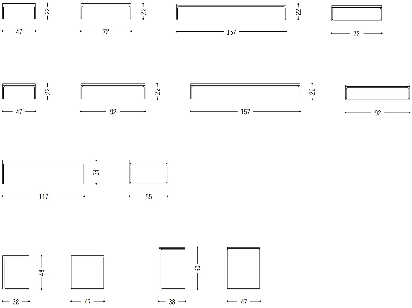COR Низкий прямоугольный журнальный столик для гостиной Mell sun-id-1463918 - Вид №3