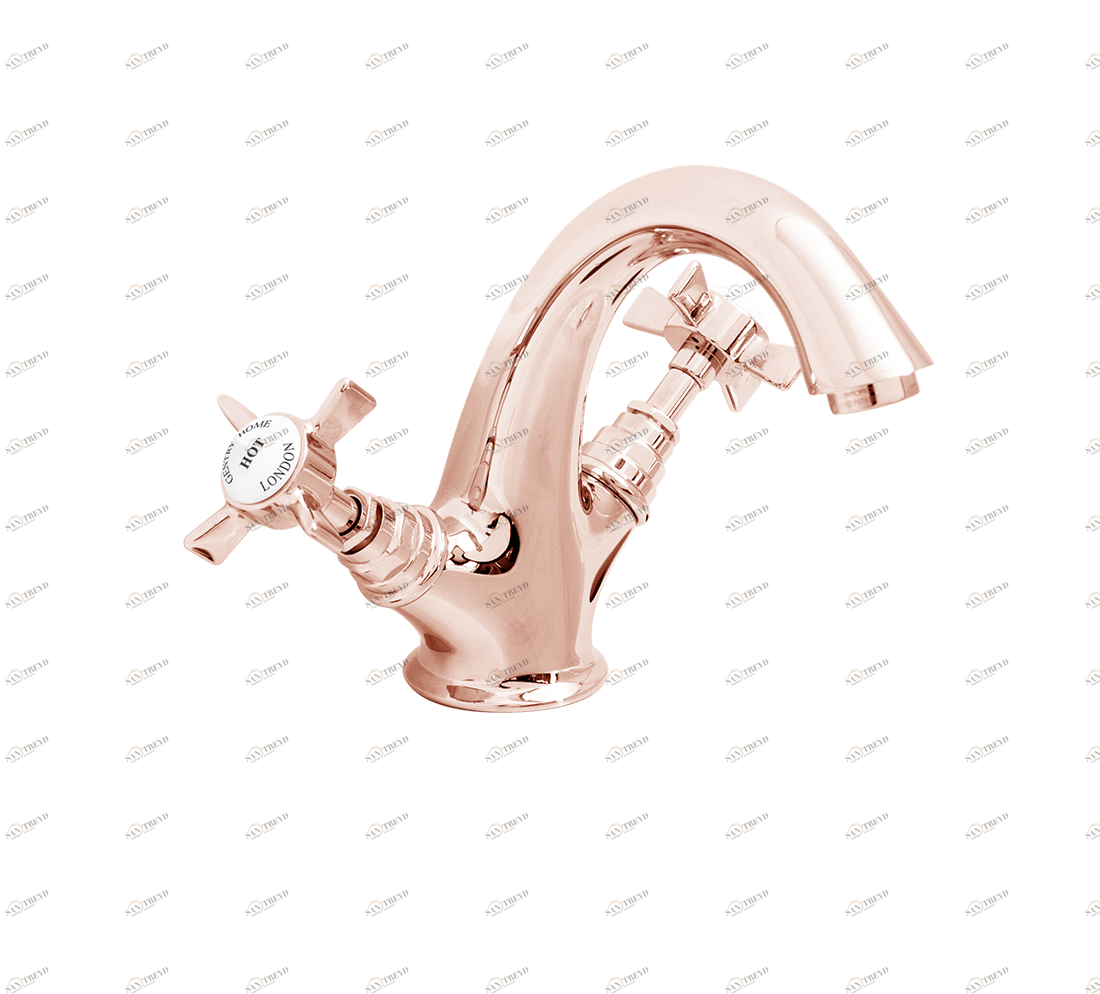 Gentry Home Смеситель для раковины Style на три отверстия с всплывающей пастой Ascot Розовое золото GH101401 