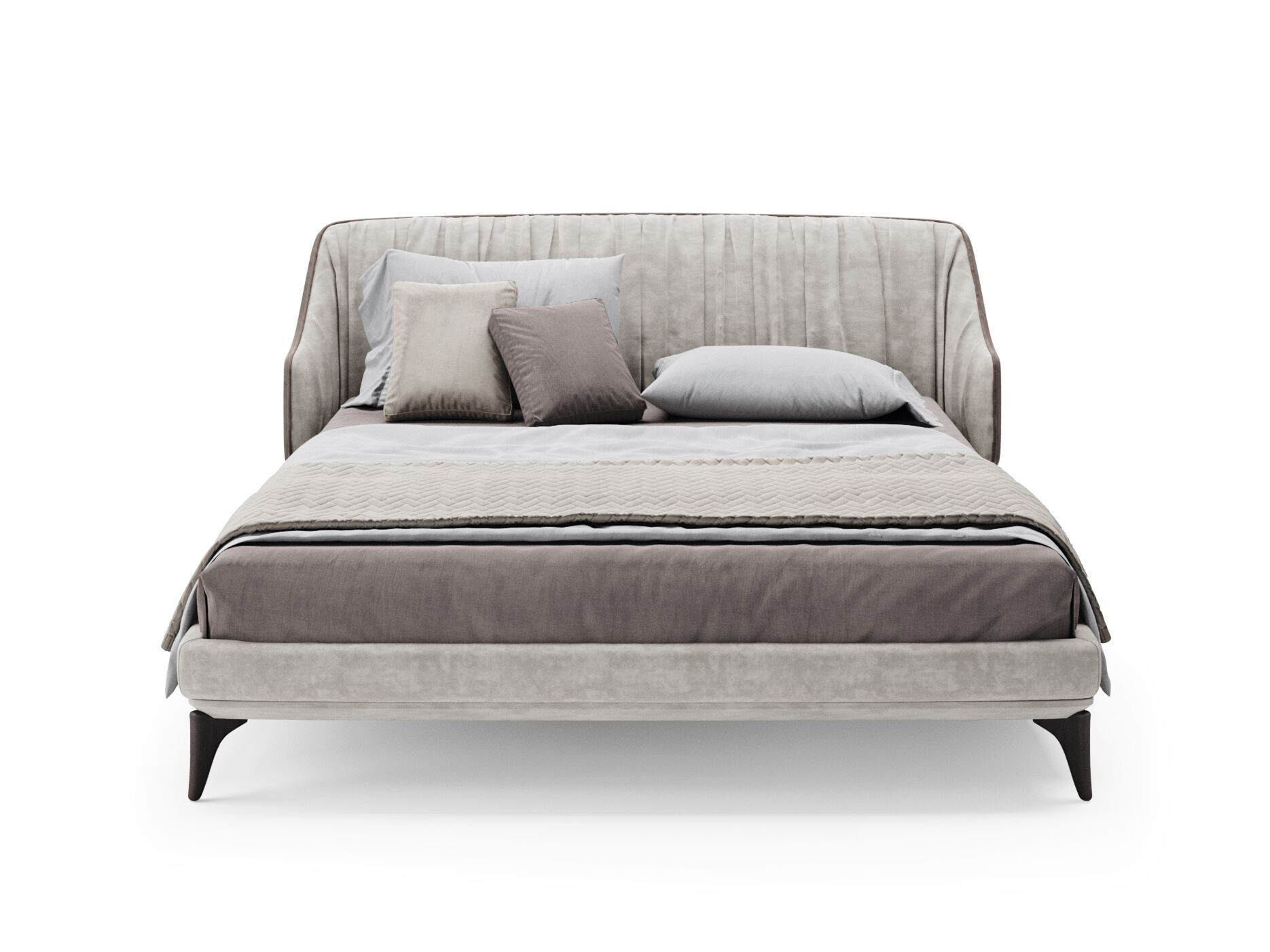 Деревянная двуспальная кровать с мягким изголовьем PRADDY Natur ARCH-00006919