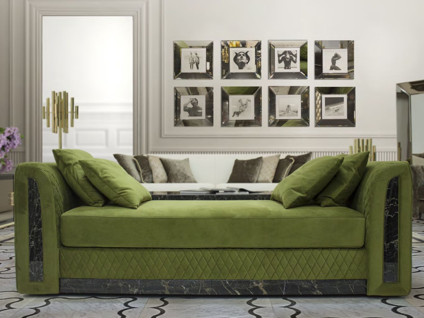 Бархатная мягкая спальная кровать Formitalia ARCH-00019613 - Вид №1