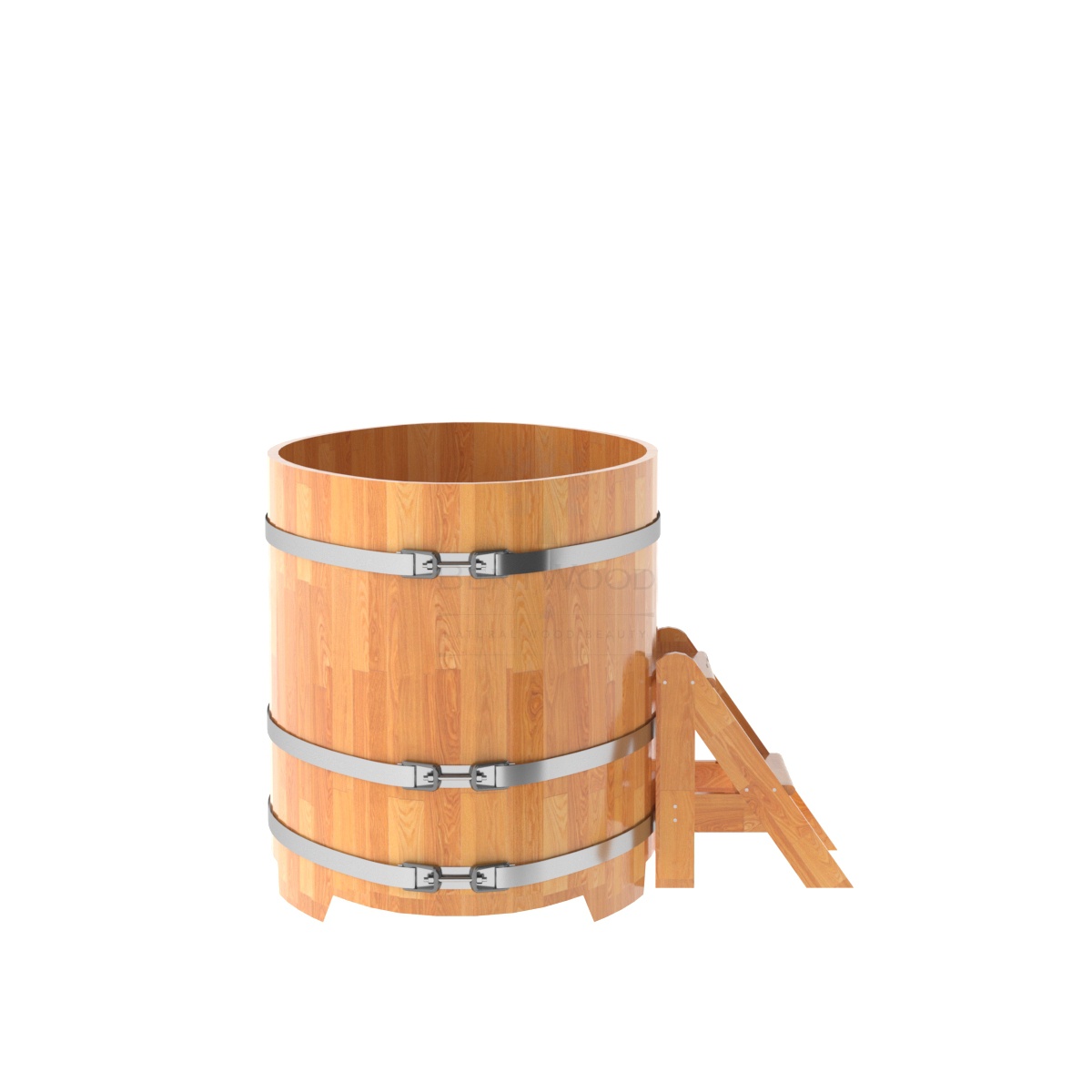 1510 Купель овальная из сращенных ламелей лиственницы 0,92х1,66х1,0 натуральная Alyarus  - Вид №2