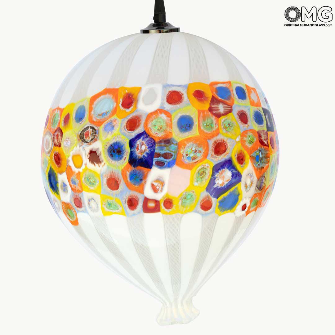 3431 ORIGINALMURANOGLASS Подвесной белый воздушный шар - муранское стекло OMG 20 см  - Вид №1