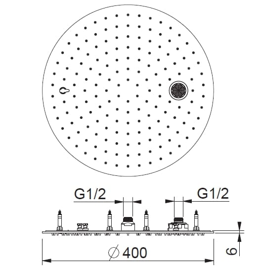 Круглая потолочная душевая головка из нержавеющей стали с 2 струями BEAMTECH Timeless ARCH-00046921 - Вид №11