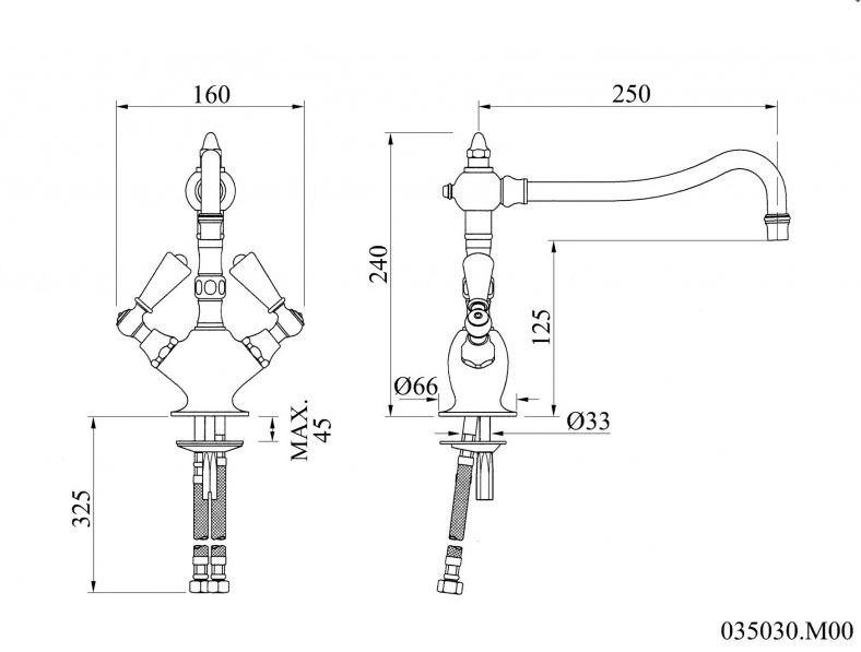 Bronces Mestre Смеситель для кухни с перемычкой на одно отверстие Retro 035030.m00.30 - Вид №1
