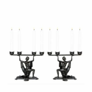 Подсвечник металлический черный 2 штуки "Девушка" Bruneau от Eichholtz EICHHOLTZ EICHHOLTZ 060356 Черный