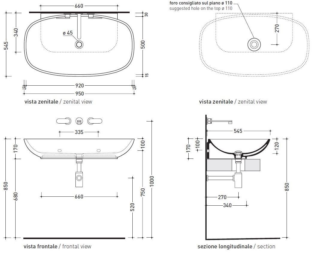 5082 Накладная раковина на столешницу  овальная Ceramica Flaminia Nuda - Вид №1