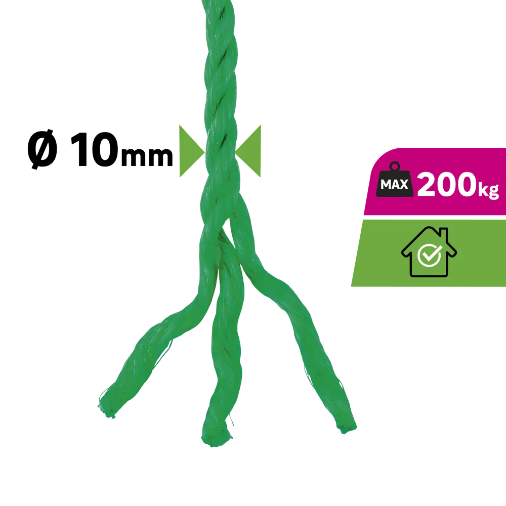 Канат крученый  10 мм 15 м полипропиленовый, цвет зеленый STANDERS STLM-2112123 - Вид №1