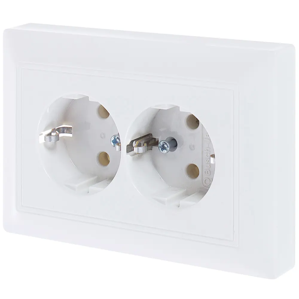 Розетка ABB BJB Basic 55 Шале 2 разъема с заземлением моноблок цвет белый STLM-2185085