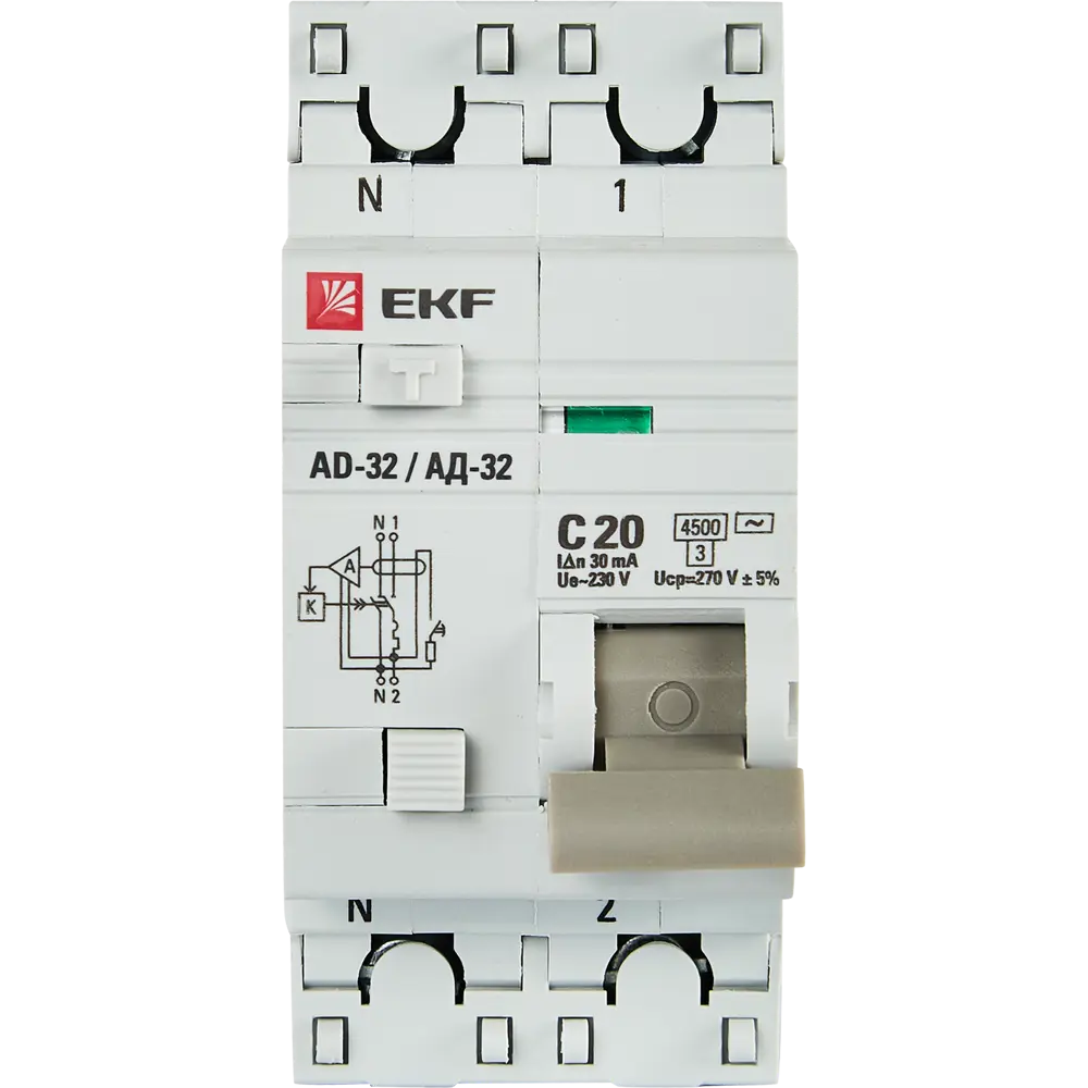 Дифференциальный автомат EKF АД-32 1P N C20 А 30 мА 4.5 кА АС 82421557 STLM-2094428  - Вид №1