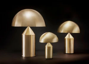 Oluce Настольная лампа прямого света из золотистого металла Atollo