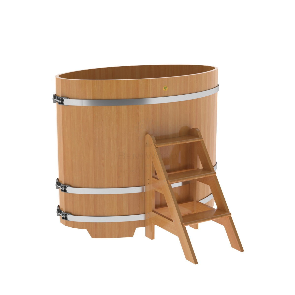 1153 Купель овальная из лиственницы 0,80х1,42х1,2 натуральная премиум Alyarus 