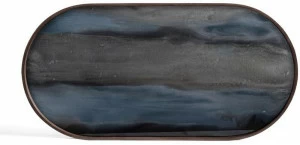 Ethnicraft Овальный поднос из дерева и стекла Linear flow 20917