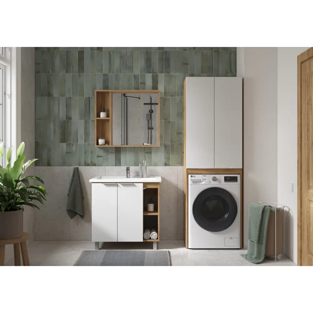 Зеркало для ванной Сохо KONSENSA с полками 80x69.6 см цвет светлый дуб STLM-2199660 - Вид №10