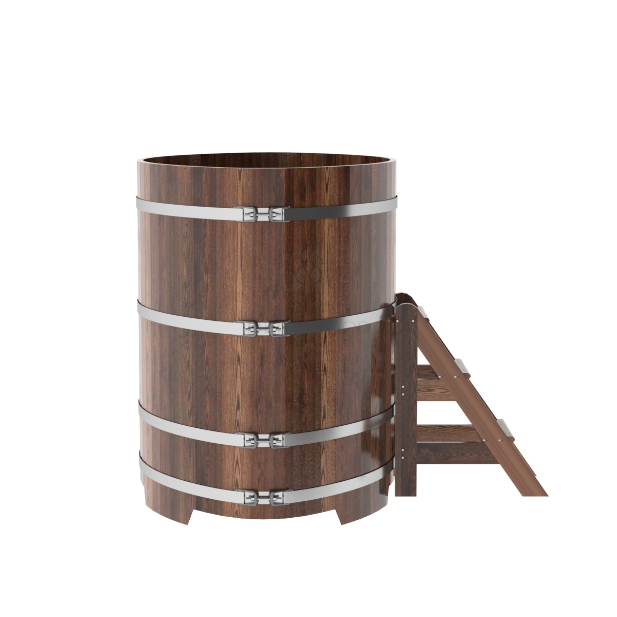 1183 Купель овальная из лиственницы 1,08х1,75х1,4 морёная премиум Alyarus  - Вид №2