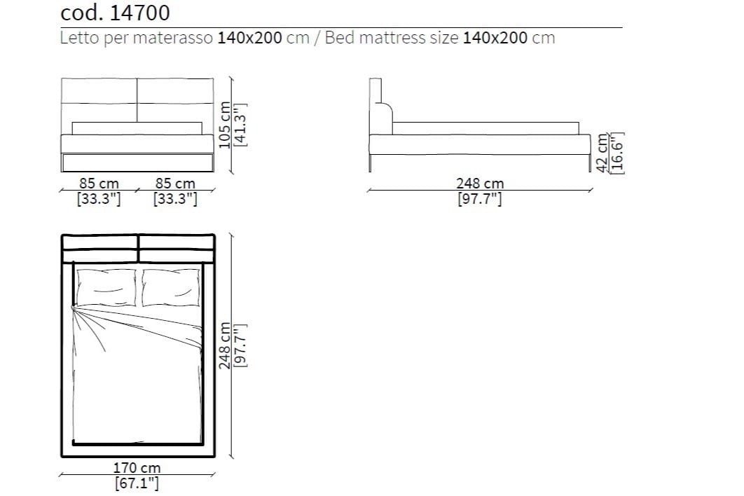 Тканевая кровать с мягким изголовьем Frigerio облако ARCH-00147350 - Вид №6