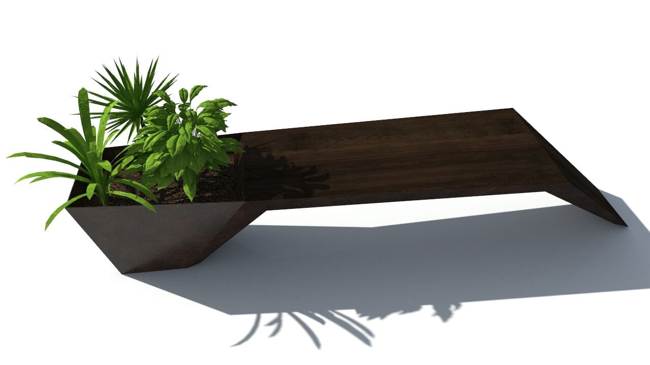 Скамейка из дерева и листового металла со встроенной плантатором без спинки CITYSì URBAN ARCH-00044158 - Вид №4