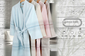 У40142 Халат L-Xl, 40%бамбук 60%хлопок, Голубой/Blue 1 Marka 