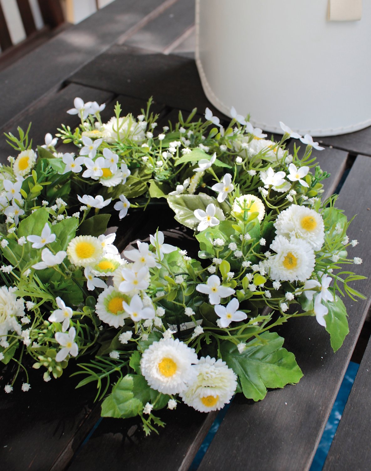 3163 708 a3 Искусственный венок 'daisy / bellis', Ø 28 см, бело-зеленый H-andreas 