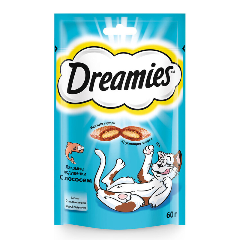 ПР0021529 Лакомство для кошек лакомые подушечки с лососем 60г Dreamies 